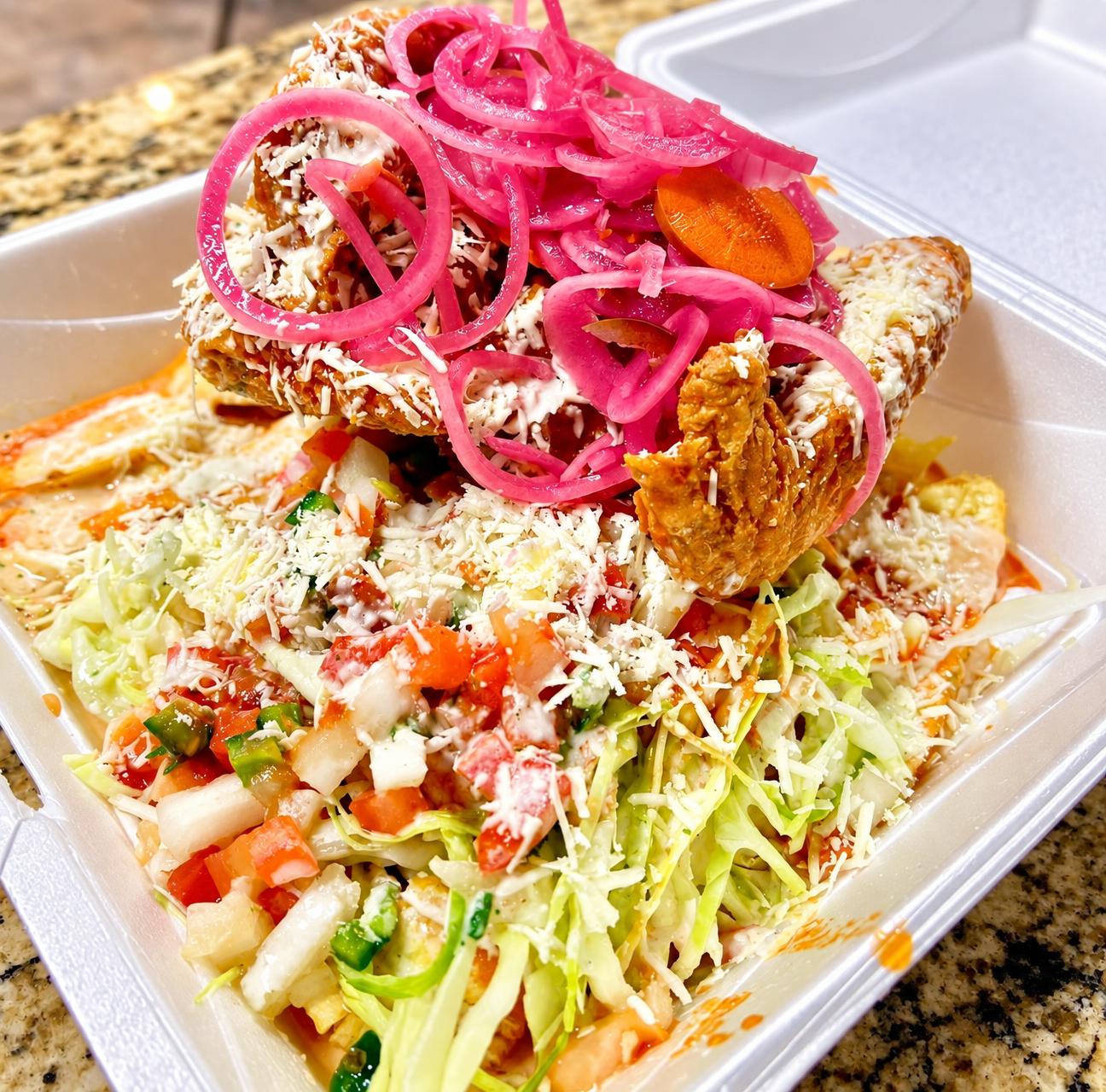 Loaded plate with pickled onions and cheese